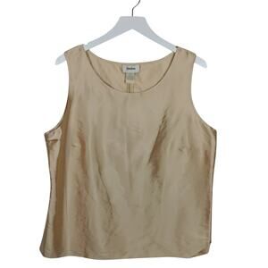 NEIMAN MARCUS Exclusive 100% Silk Champagne Side Zip Shell Top - Size 14